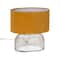 Hello Honey® 14" Modern Table Lamp with Glass Base & Mustard Yellow Velvet Shade